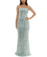 Juniors' Sequined Lace Side-Slit Gown