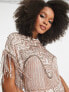 Фото #3 товара ASOS DESIGN embellished shift mini dress with beaded fringe in blush