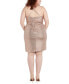 ფოტო #2 პროდუქტის Trendy Plus Size Drape-Neck Short Shimmer Dress