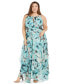 Фото #1 товара Plus Size Floral-Print Halter Maxi Dress