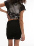 Фото #2 товара Topshop mesh ruched side mini skirt in black