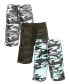 Men's Camo Printed French Terry Shorts, Pack of 3