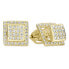 Gold square earrings with clear crystals 2in1 239 001 00861 00