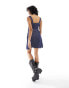 Love Moschino mini denim pinafore in dark blue Синий, IT 44 - EU 40 - фото #2