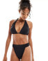 Фото #1 товара Vero Moda mix and match wide halterneck bikini top in black