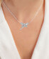 Фото #2 товара Macy's cubic Zirconia Baguette & Round Dragonfly Pendant Necklace in Sterling Silver, 18" + 2" extender