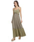 Women's Solid Tiered Pleated Sleeveless Mesh Maxi Dress