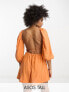ASOS DESIGN Tall ladder detail mini beach playsuit with lace up back in orange