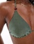 Фото #3 товара River Island triangle beaded bikini top in khaki