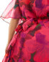 Фото #2 товара Hope & Ivy Plus wrap maxi dress in hot pink floral