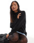 Threadbare Petite Brick high neck oversized jumper in black Черный, 36 - фото #2