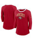 Фото #1 товара Women's Scarlet San Francisco 49ers Raglan 3/4 Sleeve T-Shirt