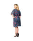 Фото #3 товара Plus Size Floral-Print V-Neck Kimono Wrap Midi Dress