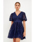 Фото #2 товара Women's Crochet Lace Puff Sleeve Mini Dress