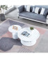 2 Pieces White MDF Round Coffee Table Set For Living Room, Bedroom