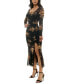 Juniors' Floral-Print Ruched Bodycon Dress Black tan floral, S - фото #3