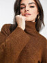 M Lounge super slouchy roll neck jumper in winter brown