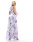 Hope & Ivy Maternity ruffle front maxi dress in lilac floral