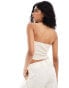 Фото #4 товара 4th & Reckless ribbed bandeau logo detail top in beige