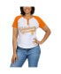 Women's White Distressed LSU Tigers Baseball Logo Raglan Henley T-shirt