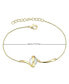 Gv Sterling Silver 14k Gold Plated With 7mm White Freshwater Pearl Adjustable Layering Bracelet