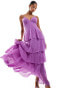 Фото #4 товара Vila cami tiered maxi dress in purple dobby