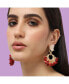 ფოტო #3 პროდუქტის Women's Red Cluster Stone Drop Earrings