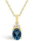 ფოტო #1 პროდუქტის London Blue Topaz (1-5/8 Ct. T.W.) and Diamond (1/10 Ct. T.W.) Pendant Necklace in 14K Yellow Gold