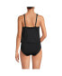 Women's Long Chlorine Resistant One Piece Scoop Neck Fauxkini Swimsuit