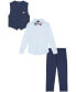 ფოტო #2 პროდუქტის Toddler Boys Machine Washable Striated Twill Vest, Pant, Shirt, Bowtie and Pocket Square Set
