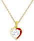 Фото #1 товара Macy's white Cubic Zirconia & Enamel Heart 18" Pendant Necklace (Also in Pink Cubic Zirconia)
