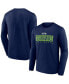 ფოტო #1 პროდუქტის Men's Navy Seattle Seahawks Big and Tall Wordmark Long Sleeve T-shirt