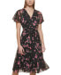 Фото #4 товара Women's Floral Flutter-Sleeve Midi Dress