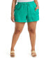 ფოტო #1 პროდუქტის Plus Size Modern Fit Seamed Linen Shorts