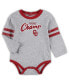 Newborn and Infant Boys and Girls Heather Gray, Crimson Oklahoma Sooners Little Kicker Long Sleeve Bodysuit and Sweatpants Set
