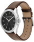 ფოტო #2 პროდუქტის Men's 3H Quartz Brown Leather Strap Watch 43mm