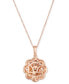 ფოტო #3 პროდუქტის Chocolate Diamond & Nude Diamond Flower Cluster 18" Adjustable Pendant Necklace (3/4 ct. t.w.) in 14k Rose Gold