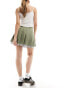 Фото #8 товара Miss Selfridge tailored poplin layer pleated mini skirt in khaki