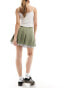 Фото #4 товара Miss Selfridge tailored poplin layer pleated mini skirt in khaki