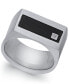 ფოტო #1 პროდუქტის Men's Stainless Steel Cubic Zirconia and Black Enamel Ring