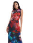 Фото #4 товара Forever New draped mesh midaxi dress in blurred floral