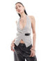 Фото #1 товара COLLUSION structured halter waistcoat with buckle detail in mink