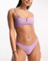 New Look glitter scoop bikini top in lilac