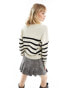 Noisy May knitted stripe polo in oatmeal Бежевый, S - EU 36 - фото #4