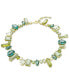 Gold-Tone Green-Hued Crystal Mixed Cut Collar Necklace, 14" + 1-3/4" extender