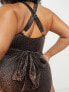 South Beach Curve Exclusive swimsuit with tie detail in brown metallic