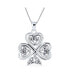 ფოტო #1 პროდუქტის Saint Patrick's Large Lucky Irish Shamrock Celtic Spiral Heart Clover Pendant Necklace For Women For Oxidized Sterling Silver