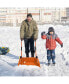 24'' Folding Poly Snow Shovel Snow Pusher w/Wheels U-Shape Handle