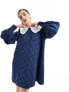 Фото #1 товара Sister Jane heart embellished collar mini dress in denim co-ord
