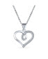 Фото #1 товара Delicate Pave Cubic Zirconia Accent CZ Twisted Ribbon Infinity Love Knot Open Heart Shape Pendant Necklace For Women Sterling Silver